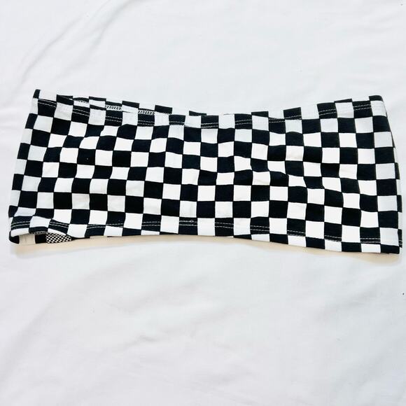 Vans Bikini Tube Top Size Large Checkered Pattern Bandeau Swimwear Strapless New - Picture 2 of 6